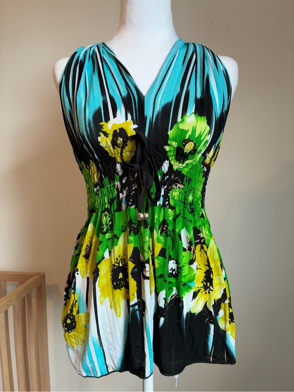 Blue & Green Floral Halter Top